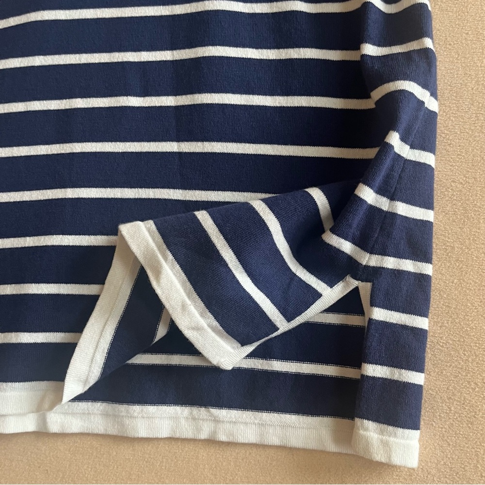 Sail to Sable NEW Navy White Striped Shift Dress Long Sleeve Nautical Coastal M - Picture 8 of 12